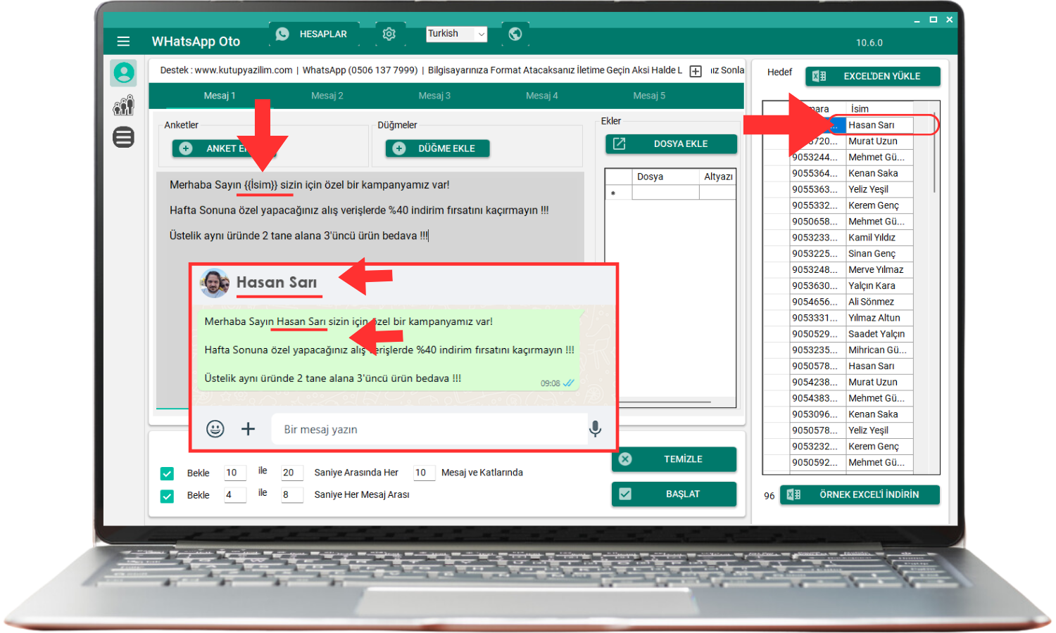 WhatsApp Toplu Mesajlarını İsim Kullanarak Gönderme
