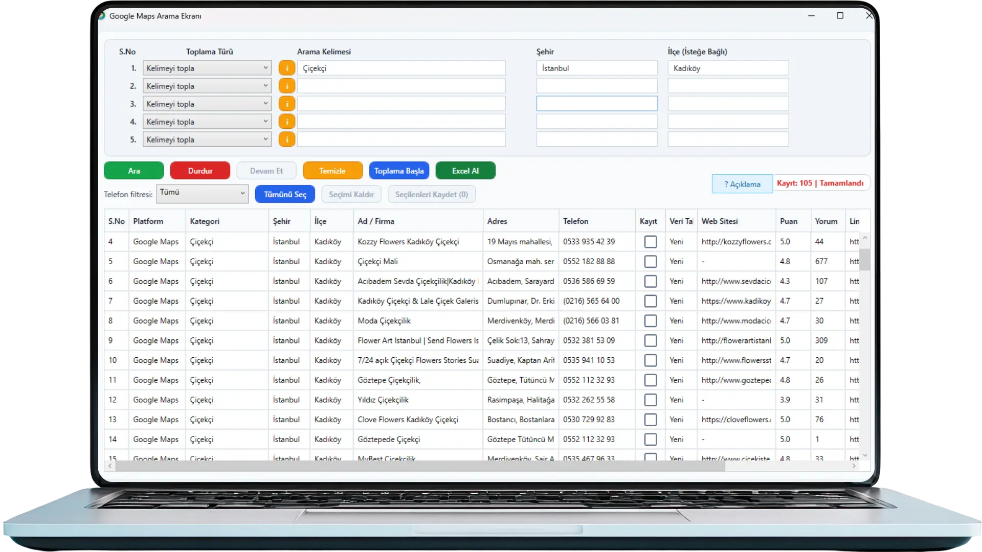 Data Toplama Programı | Google Maps ve Sosyal Medya Veri Toplama Programı 3 Data Toplama Programı