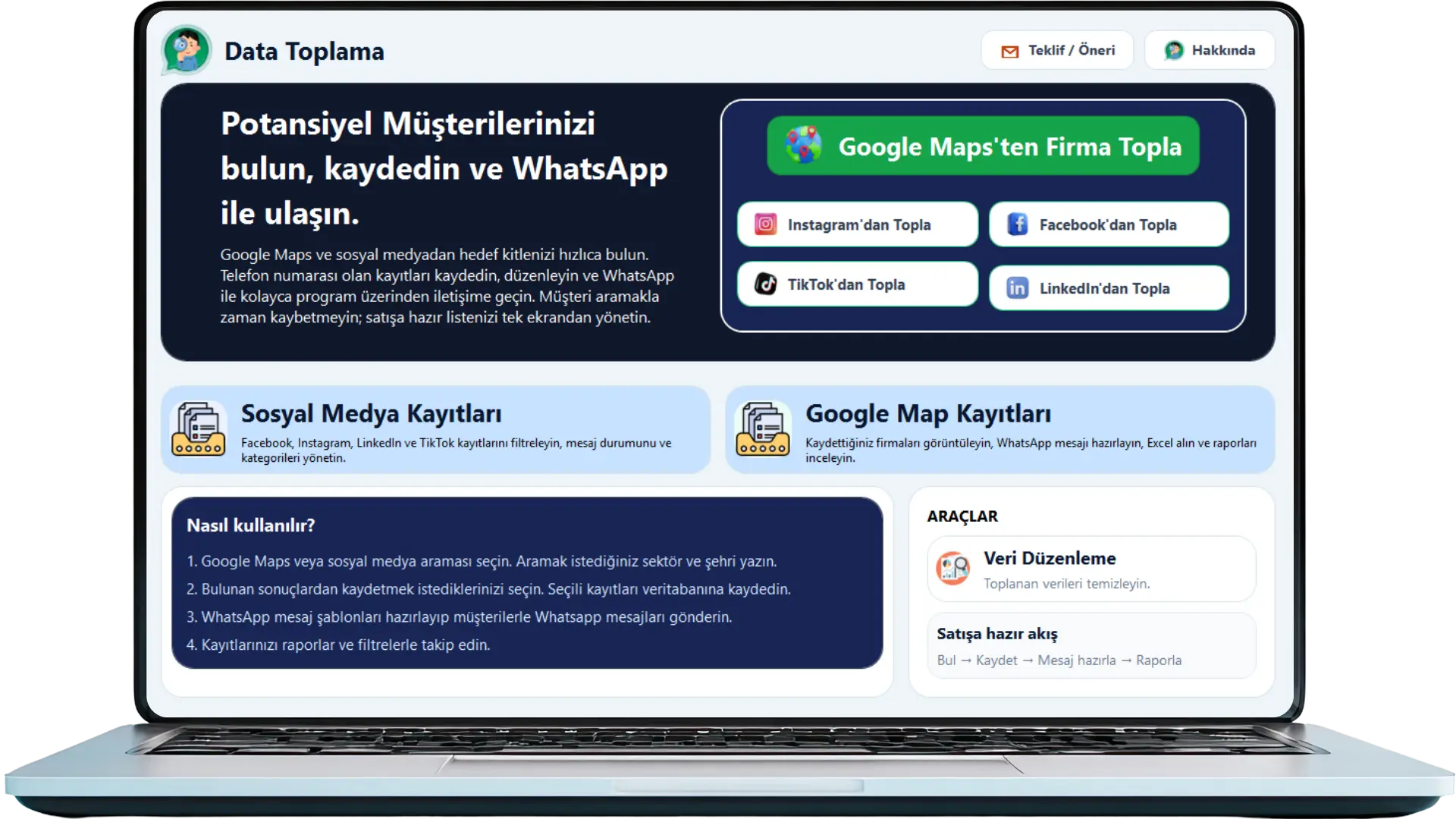 Data Toplama Programı | Google Maps ve Sosyal Medya Veri Toplama Programı 1 Data Toplama Programı